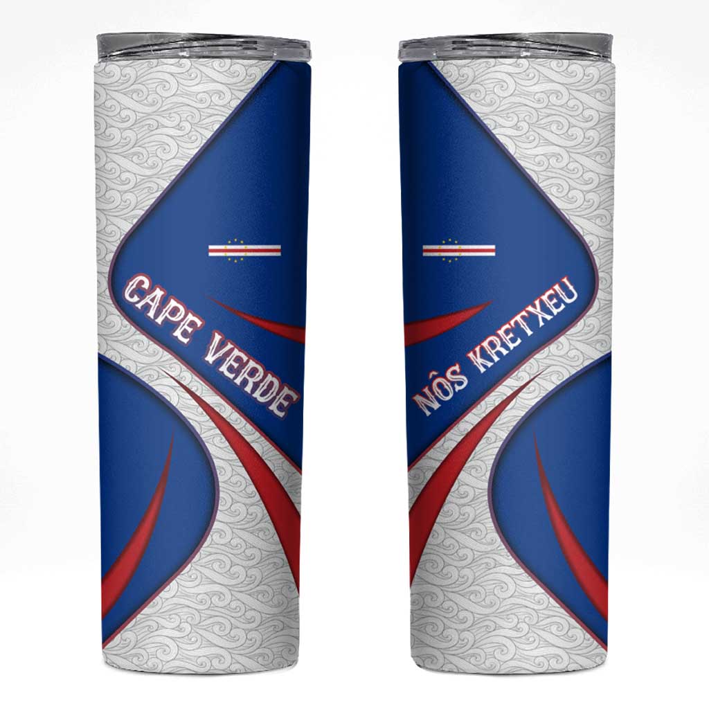 Cape Verde Skinny Tumbler with Blue Red Flag Nós Kretxeu Spirit