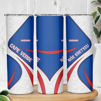 Cape Verde Skinny Tumbler with Blue Red Flag Nós Kretxeu Spirit