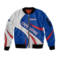 Cape Verde Sleeve Zip Bomber Jacket with Blue Red Flag Nós Kretxeu Spirit