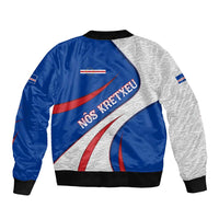 Cape Verde Sleeve Zip Bomber Jacket with Blue Red Flag Nós Kretxeu Spirit