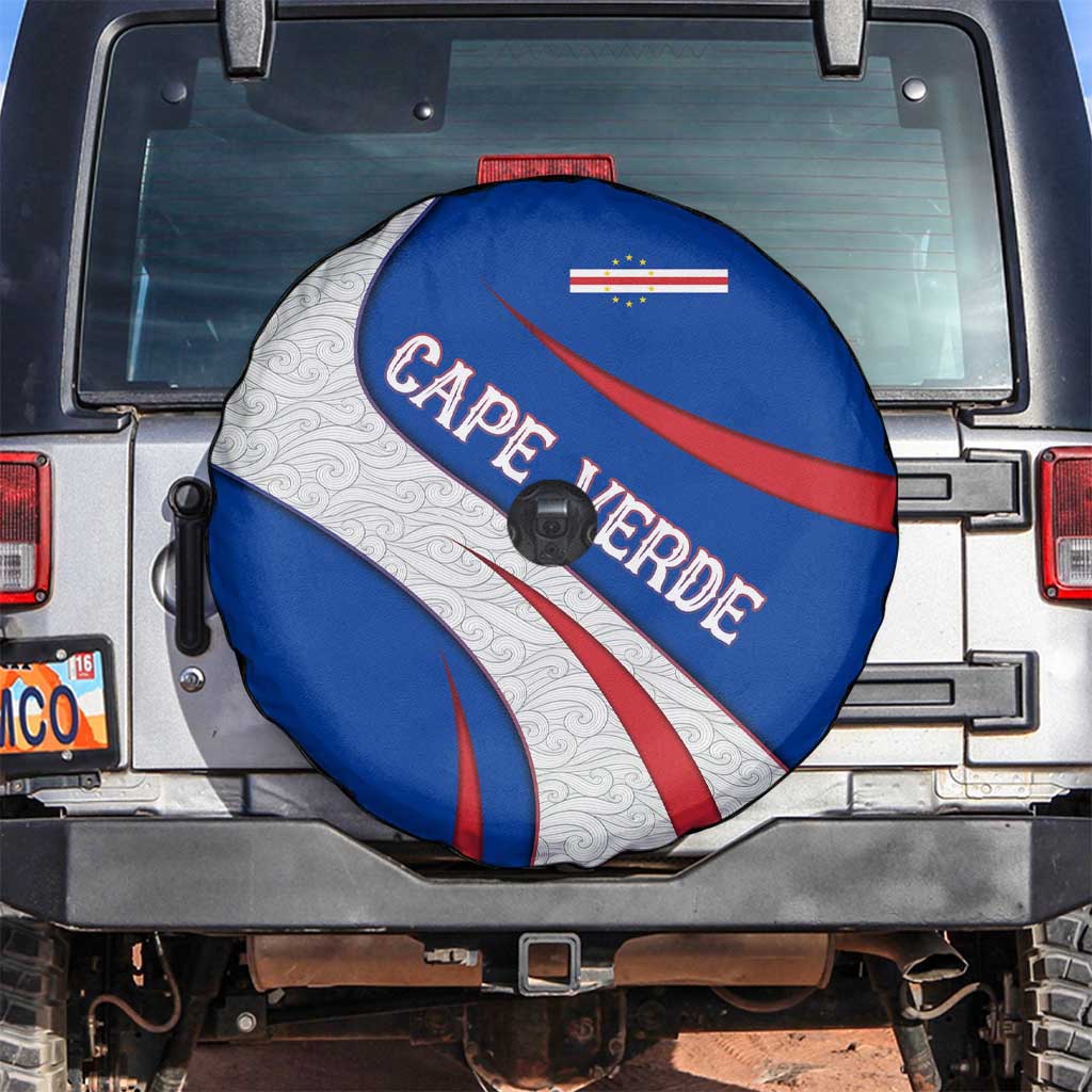 Cape Verde Spare Tire Cover with Blue Red Flag Nós Kretxeu Spirit
