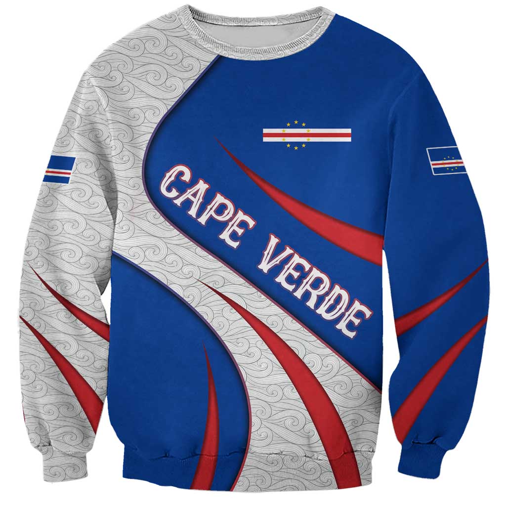 Cape Verde Sweatshirt with Blue Red Flag Nós Kretxeu Spirit