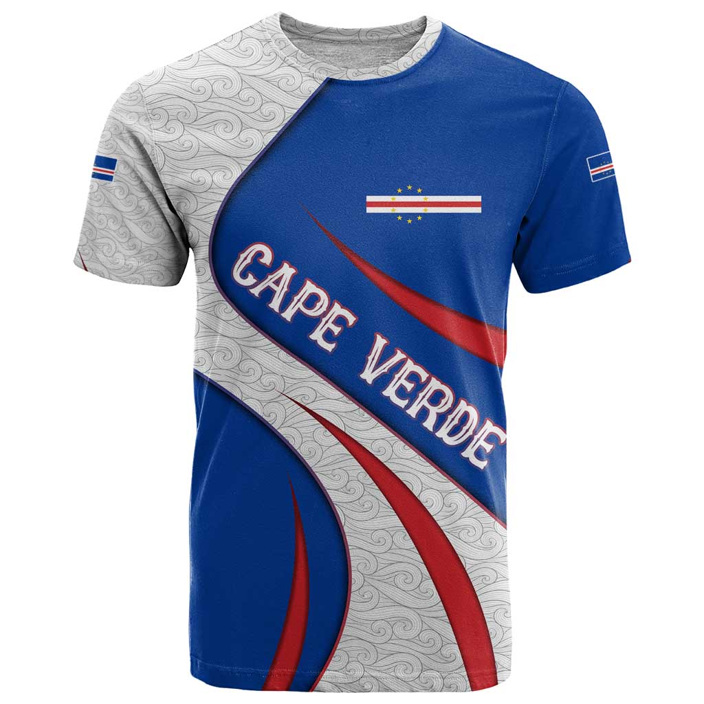 Cape Verde T Shirt with Blue Red Flag Nós Kretxeu Spirit