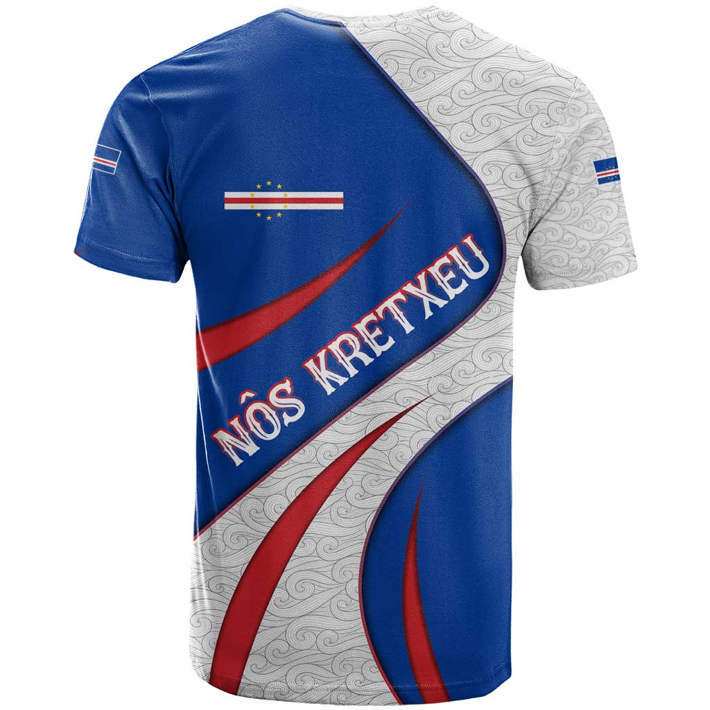 Cape Verde T Shirt with Blue Red Flag Nós Kretxeu Spirit