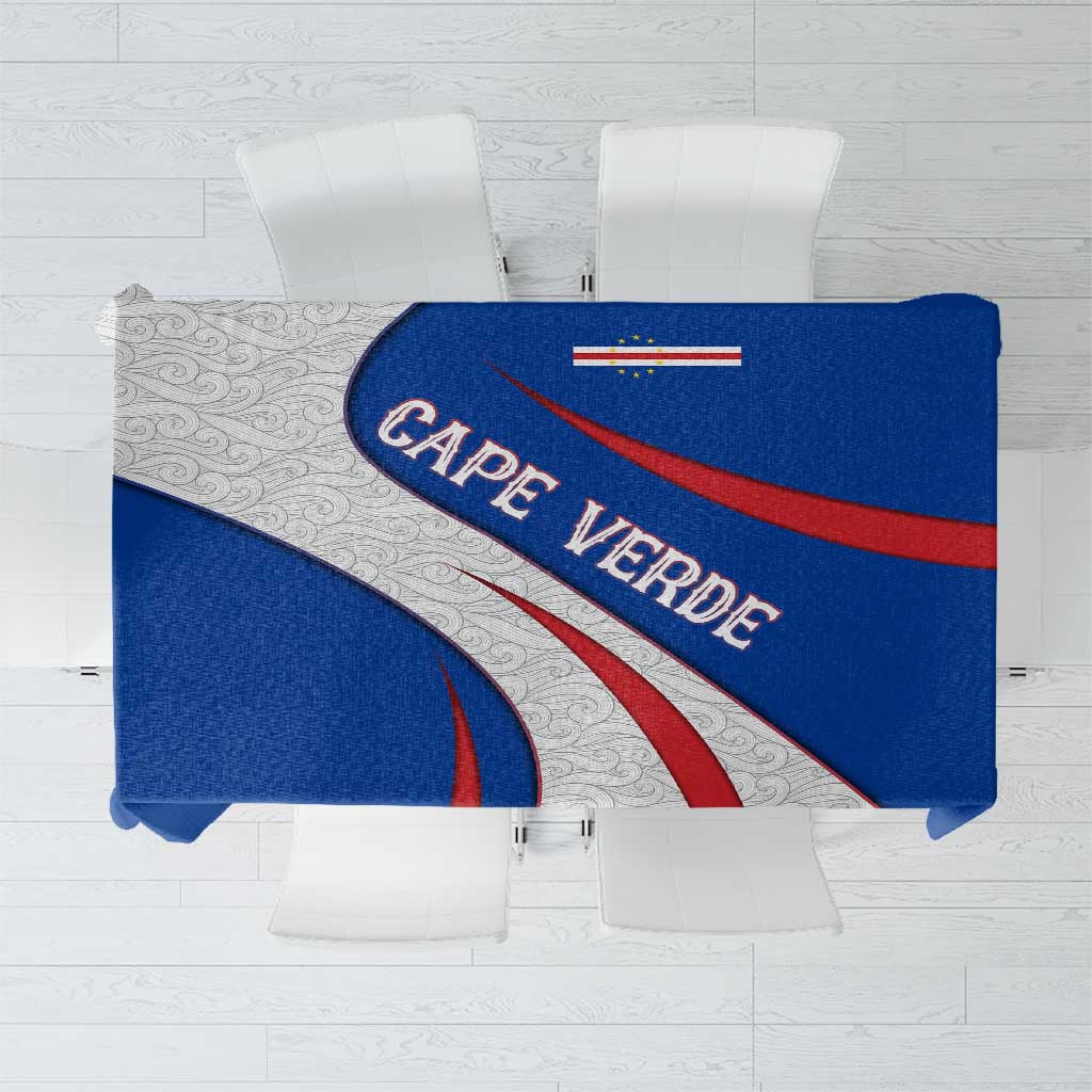 Cape Verde Tablecloth with Blue Red Flag Nós Kretxeu Spirit