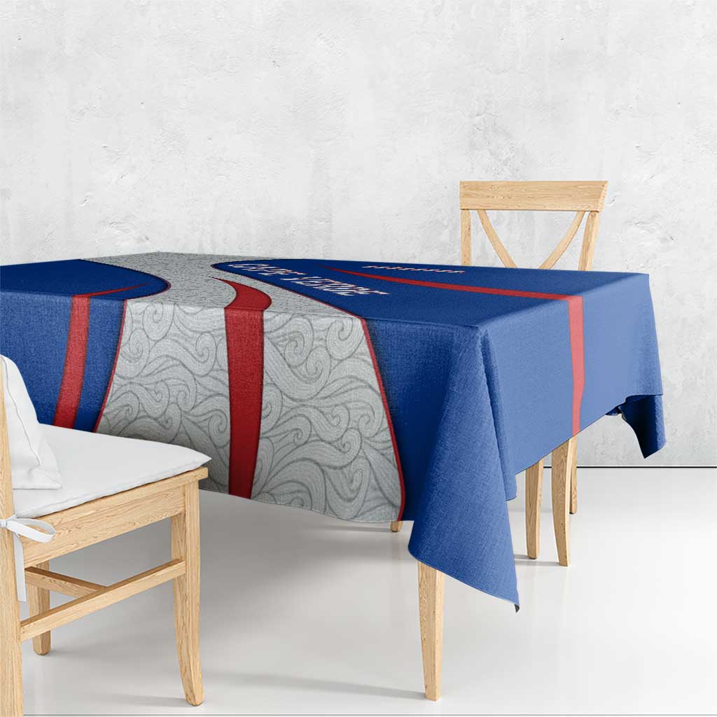 Cape Verde Tablecloth with Blue Red Flag Nós Kretxeu Spirit