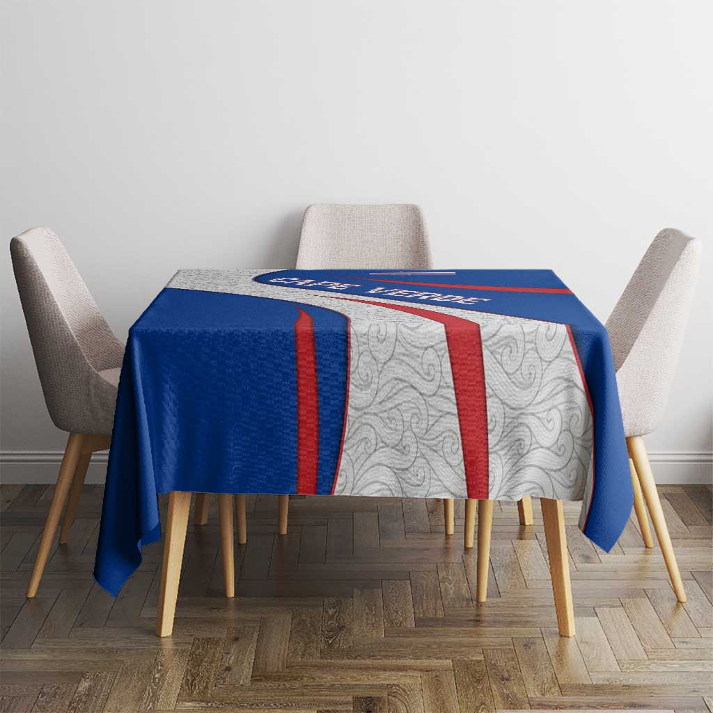 Cape Verde Tablecloth with Blue Red Flag Nós Kretxeu Spirit
