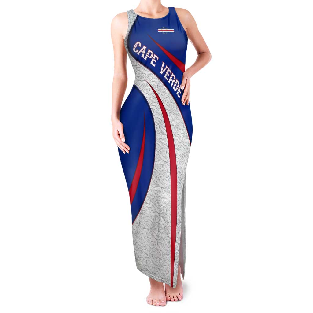 Cape Verde Tank Maxi Dress with Blue Red Flag Nós Kretxeu Spirit