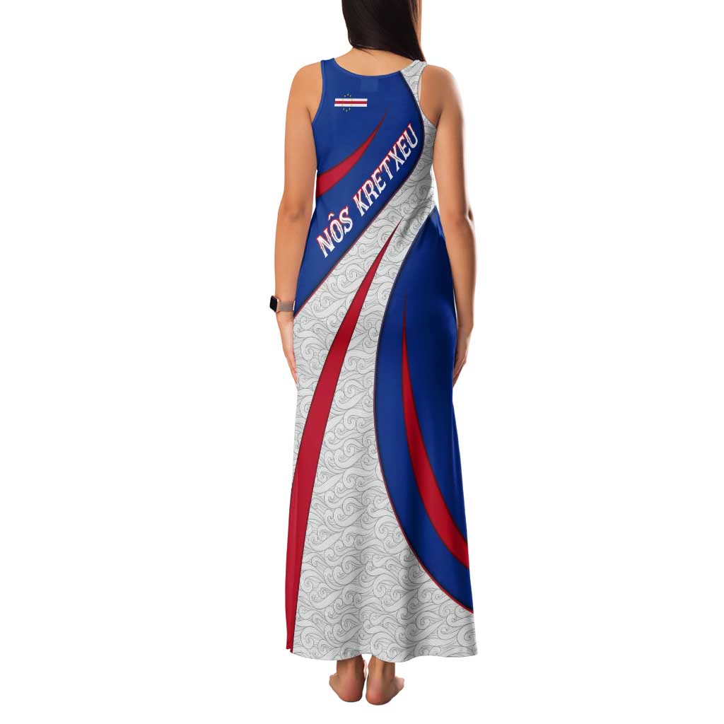 Cape Verde Tank Maxi Dress with Blue Red Flag Nós Kretxeu Spirit