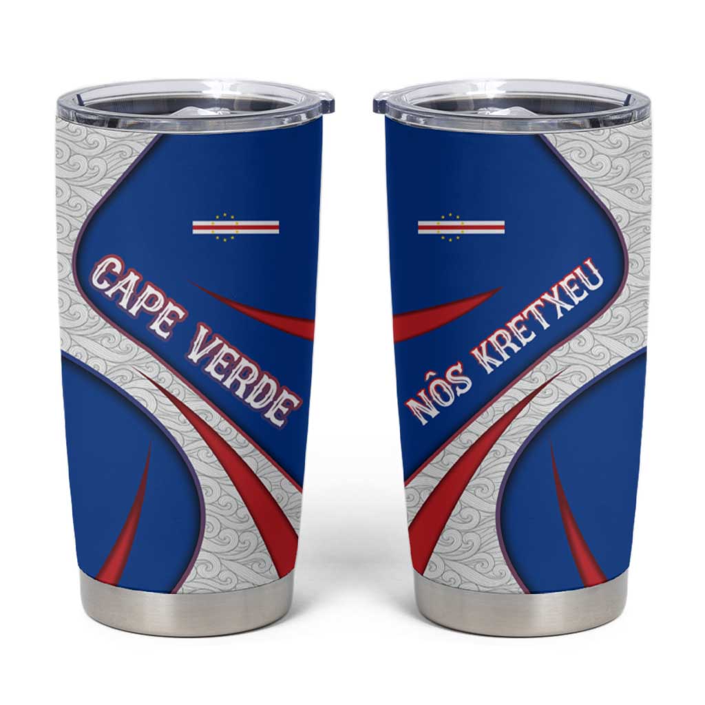 Cape Verde Tumbler Cup with Blue Red Flag Nós Kretxeu Spirit