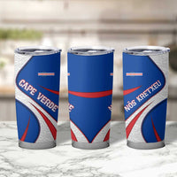 Cape Verde Tumbler Cup with Blue Red Flag Nós Kretxeu Spirit