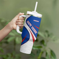 Cape Verde Tumbler With Handle with Blue Red Flag Nós Kretxeu Spirit