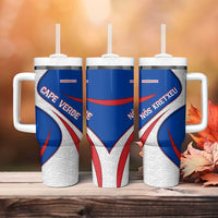 Cape Verde Tumbler With Handle with Blue Red Flag Nós Kretxeu Spirit