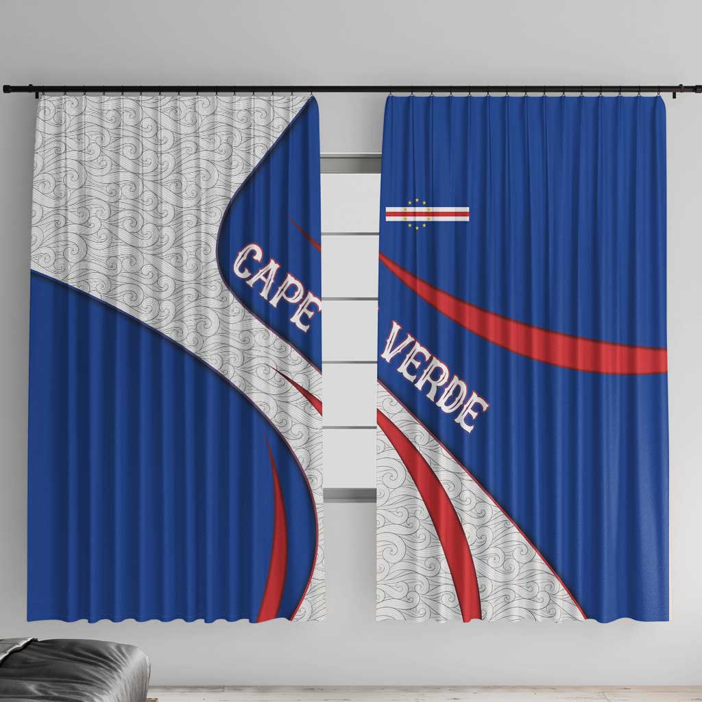 Cape Verde Window Curtain with Blue Red Flag Nós Kretxeu Spirit