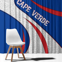 Cape Verde Window Curtain with Blue Red Flag Nós Kretxeu Spirit
