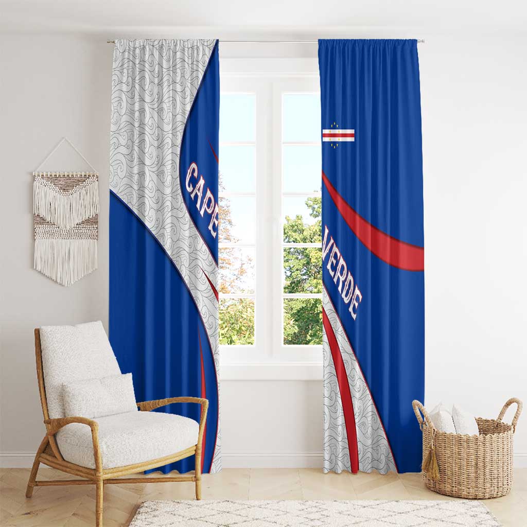 Cape Verde Window Curtain with Blue Red Flag Nós Kretxeu Spirit