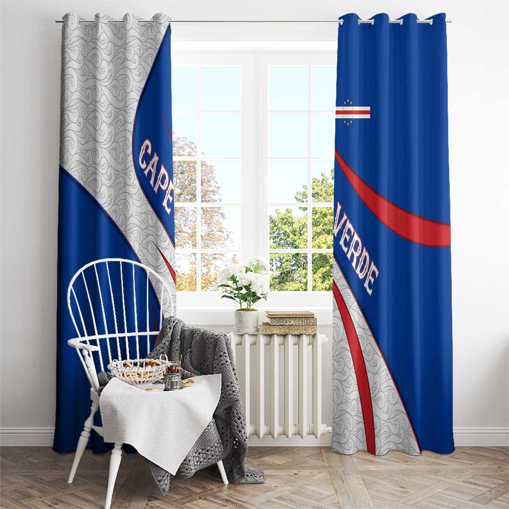Cape Verde Window Curtain with Blue Red Flag Nós Kretxeu Spirit