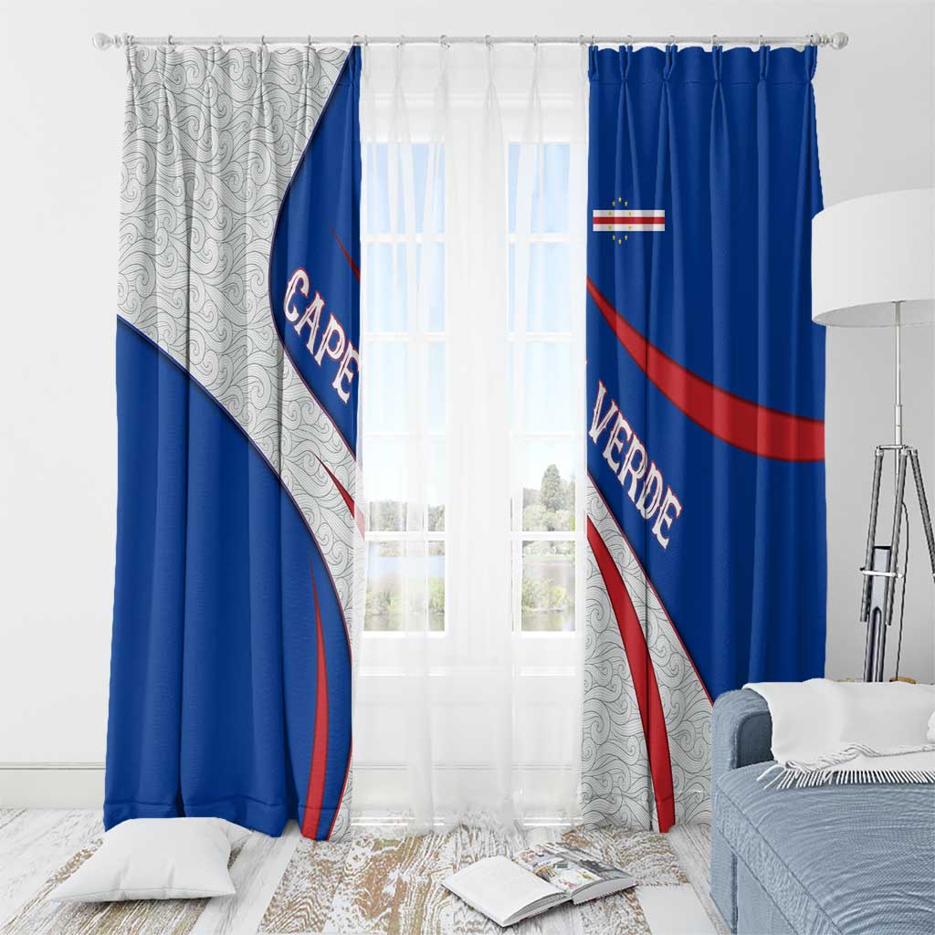 Cape Verde Window Curtain with Blue Red Flag Nós Kretxeu Spirit