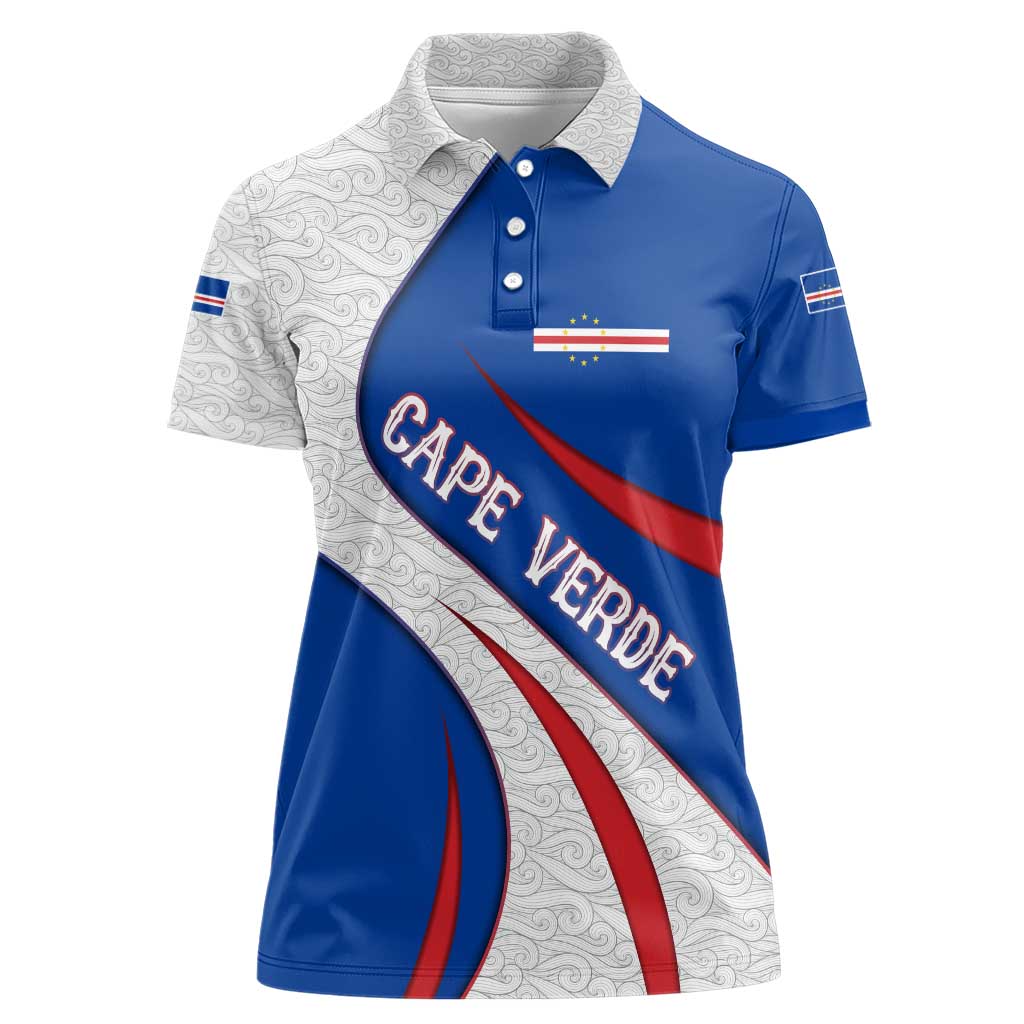 Cape Verde Women Polo Shirt with Blue Red Flag Nós Kretxeu Spirit