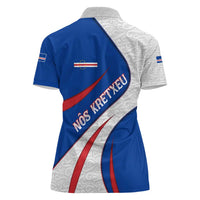 Cape Verde Women Polo Shirt with Blue Red Flag Nós Kretxeu Spirit