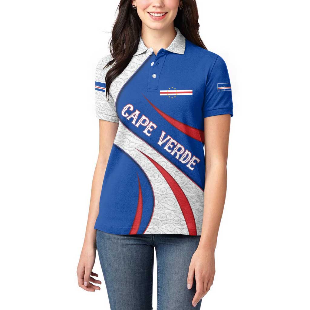 Cape Verde Women Polo Shirt with Blue Red Flag Nós Kretxeu Spirit