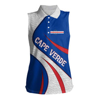 Cape Verde Women Sleeveless Polo Shirt with Blue Red Flag Nós Kretxeu Spirit