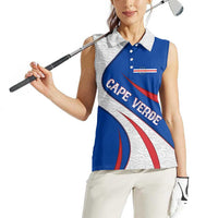 Cape Verde Women Sleeveless Polo Shirt with Blue Red Flag Nós Kretxeu Spirit