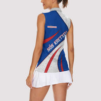 Cape Verde Women Sleeveless Polo Shirt with Blue Red Flag Nós Kretxeu Spirit