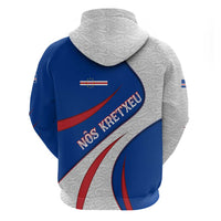 Cape Verde Zip Hoodie with Blue Red Flag Nós Kretxeu Spirit