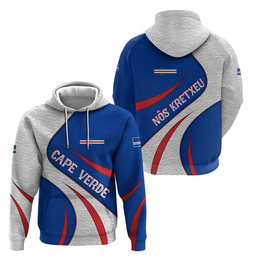 Cape Verde Zip Hoodie with Blue Red Flag Nós Kretxeu Spirit