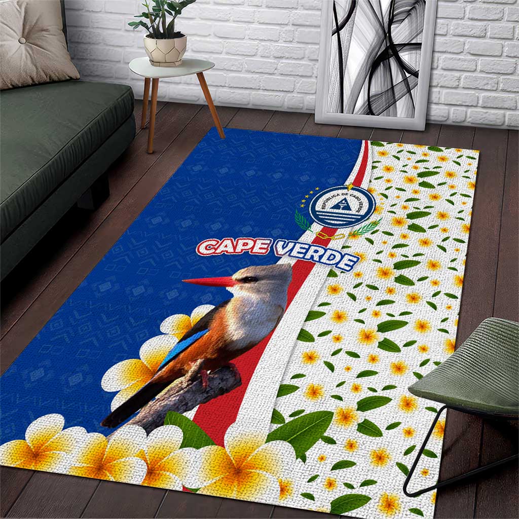 Cape Verde Area Rug with Kingfisher Bird Floral Flag Spirit