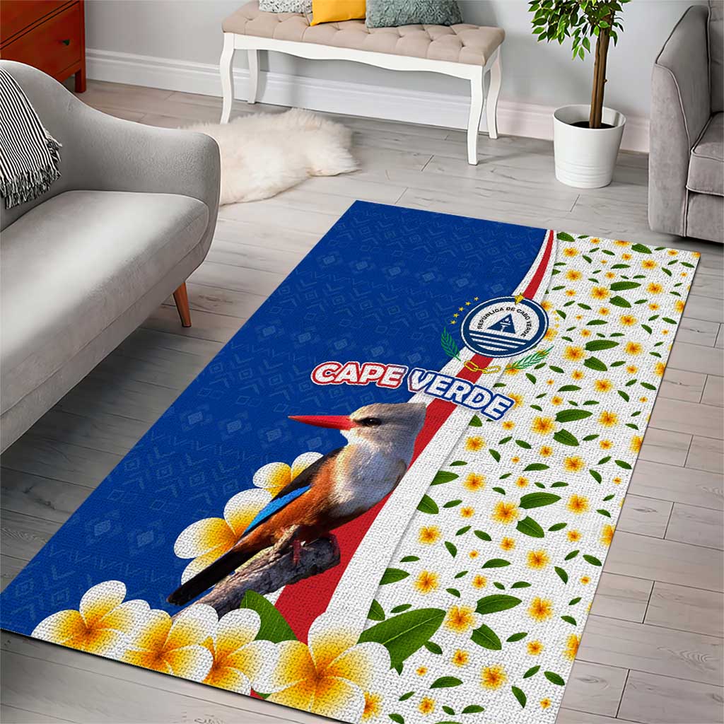 Cape Verde Area Rug with Kingfisher Bird Floral Flag Spirit