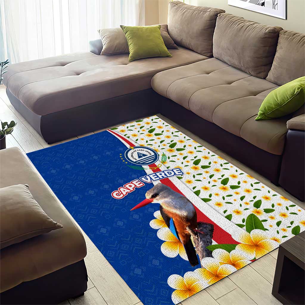 Cape Verde Area Rug with Kingfisher Bird Floral Flag Spirit
