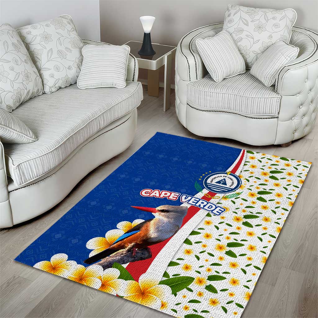 Cape Verde Area Rug with Kingfisher Bird Floral Flag Spirit