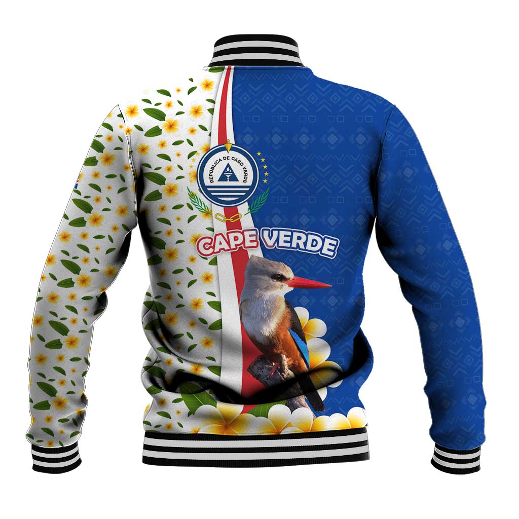 Cape Verde Baseball Jacket with Kingfisher Bird Floral Flag Spirit