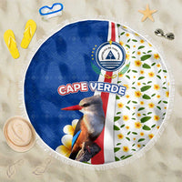 Cape Verde Beach Blanket with Kingfisher Bird Floral Flag Spirit