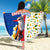 Cape Verde Beach Blanket with Kingfisher Bird Floral Flag Spirit