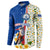 Cape Verde Button Sweatshirt with Kingfisher Bird Floral Flag Spirit