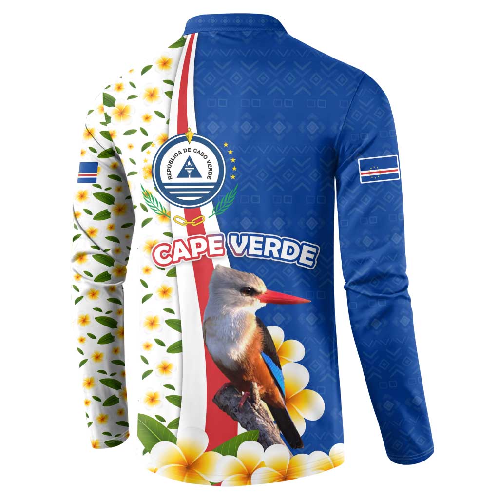 Cape Verde Button Sweatshirt with Kingfisher Bird Floral Flag Spirit