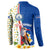 Cape Verde Button Sweatshirt with Kingfisher Bird Floral Flag Spirit