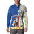 Cape Verde Button Sweatshirt with Kingfisher Bird Floral Flag Spirit