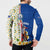 Cape Verde Button Sweatshirt with Kingfisher Bird Floral Flag Spirit