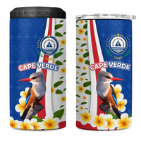 Cape Verde 4 in 1 Can Cooler Tumbler with Kingfisher Bird Floral Flag Spirit