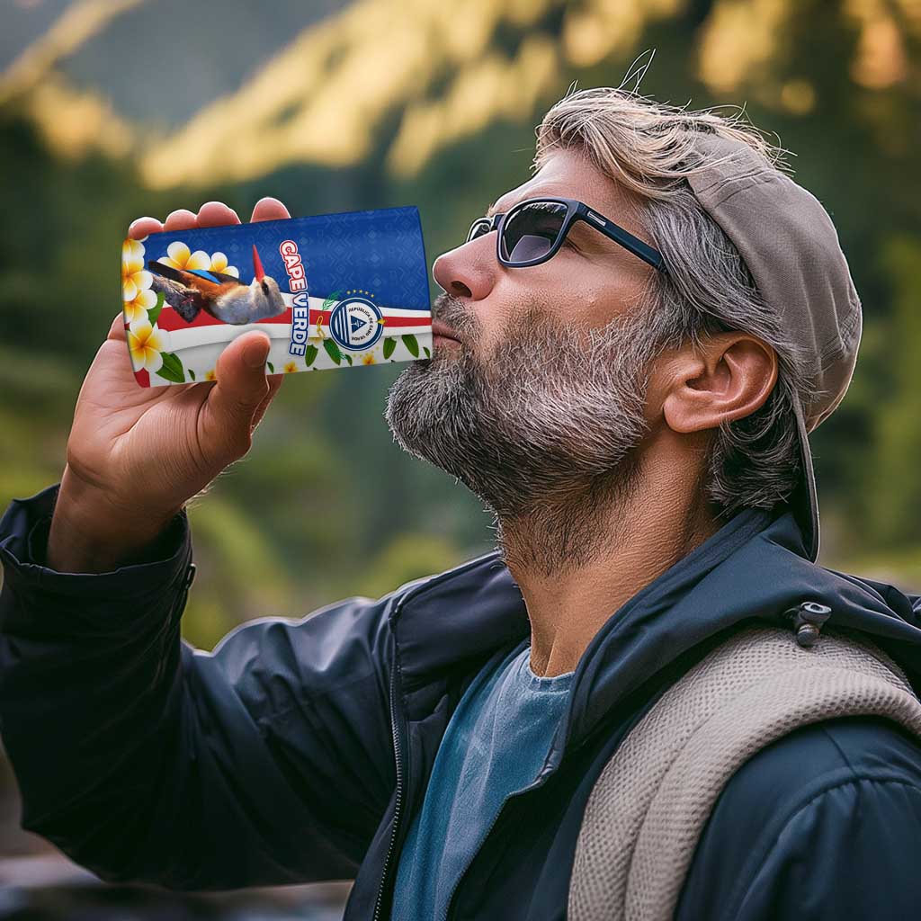 Cape Verde 4 in 1 Can Cooler Tumbler with Kingfisher Bird Floral Flag Spirit