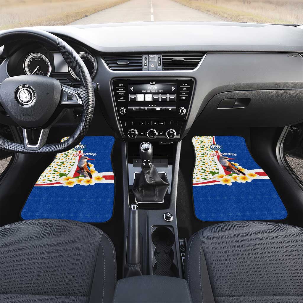 Cape Verde Car Mats with Kingfisher Bird Floral Flag Spirit