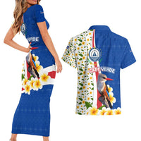 Cape Verde Couples Matching Short Sleeve Bodycon Dress and Hawaiian Shirt with Kingfisher Bird Floral Flag Spirit