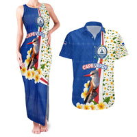 Cape Verde Couples Matching Tank Maxi Dress and Hawaiian Shirt with Kingfisher Bird Floral Flag Spirit