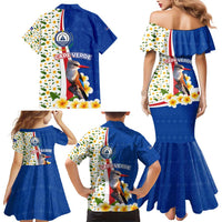 Cape Verde Family Matching Mermaid Dress and Hawaiian Shirt with Kingfisher Bird Floral Flag Spirit