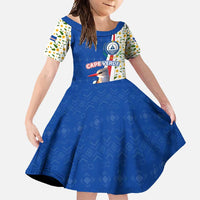 Cape Verde Family Matching Off Shoulder Maxi Dress and Hawaiian Shirt with Kingfisher Bird Floral Flag Spirit