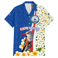 Cape Verde Family Matching Off Shoulder Short Dress and Hawaiian Shirt with Kingfisher Bird Floral Flag Spirit